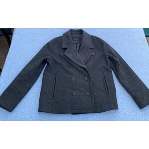 J Crew Double Breasted Wool Melton Peacoat Coat Dark Gray Women's Size 6
